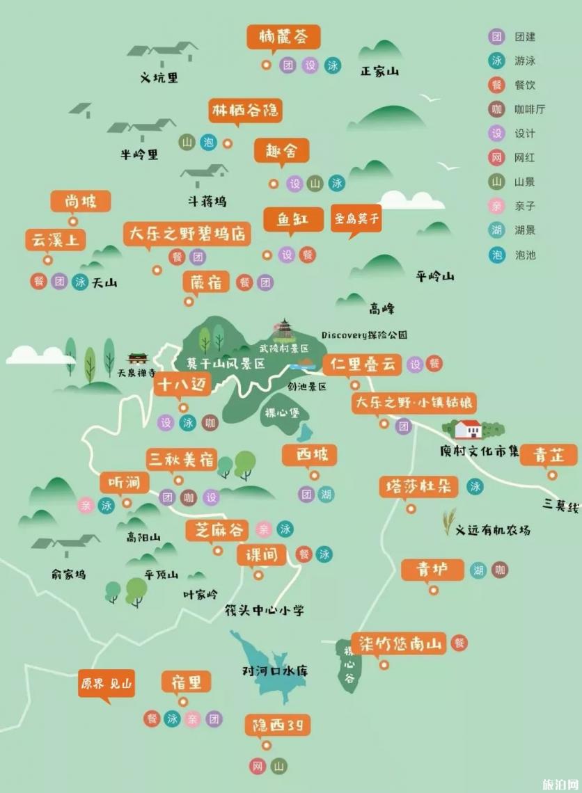 莫干山民宿分布地图 距离位置