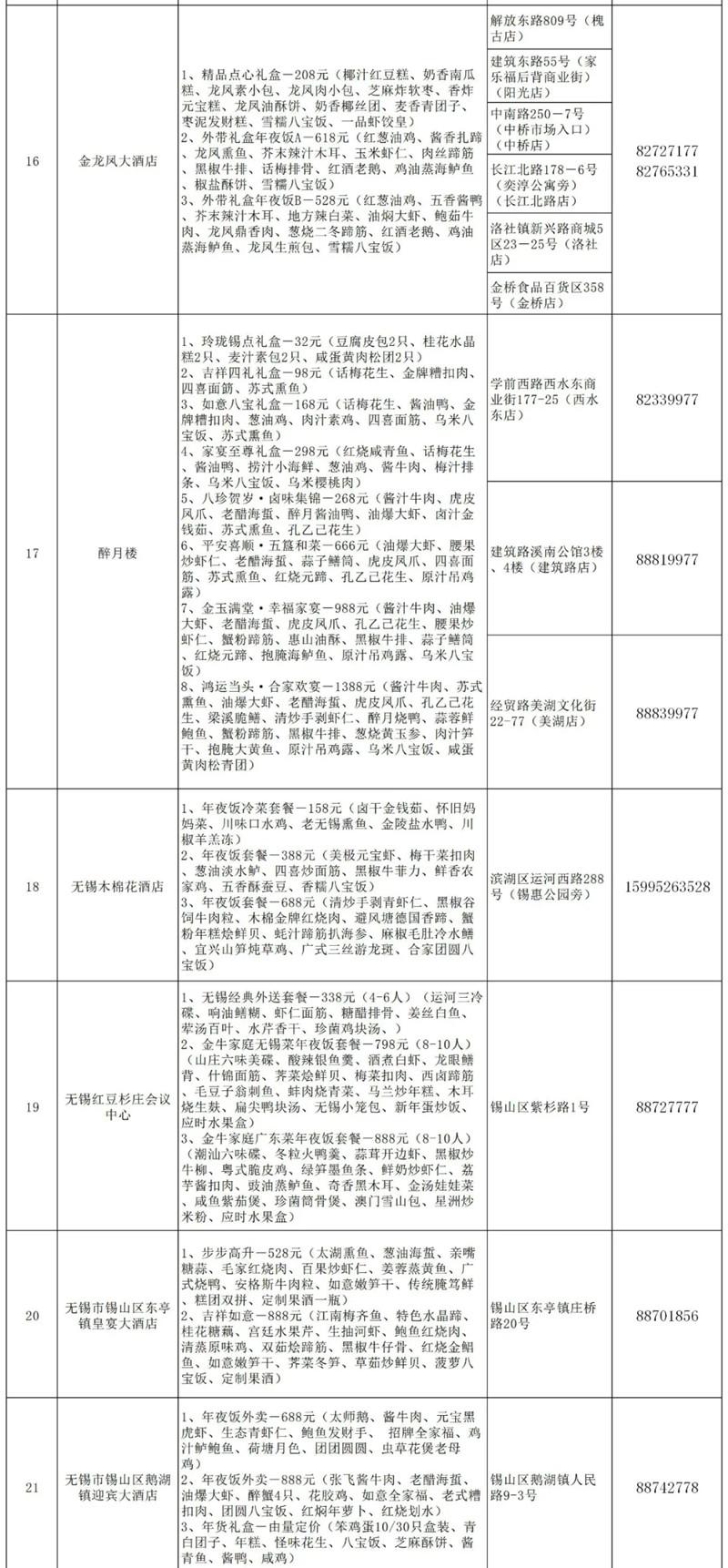 2021无锡可线上预约年夜饭餐厅及菜单