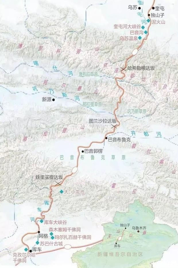 独库公路加油站有几座 附具体地点和详细地图